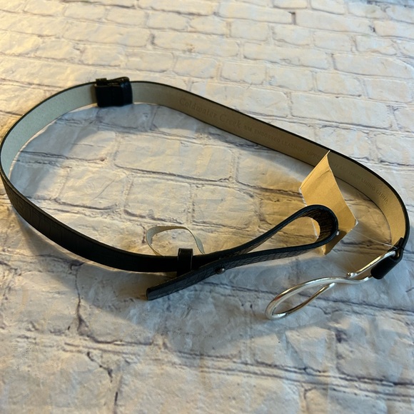 COLDWATER CREEK BLACK CROC’S SLIM HIPSLUNG WOMENS BELT SIZE S/M MISSES - Picture 2 of 7